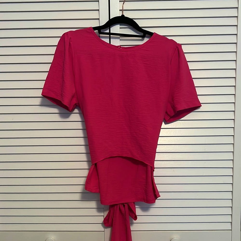 Pink tie up shirt
